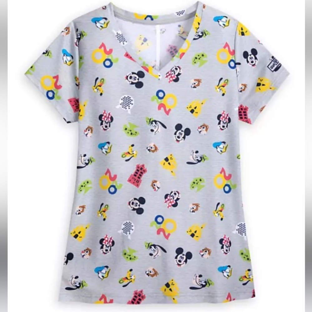 Disney Gray Short Sleeve Tee with Colorful Characters NWOT- Does Run Small